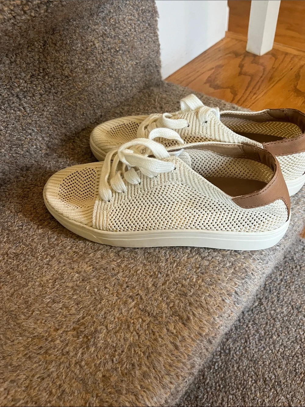 Lucky Brand Women's Knit Lace-Up Sneakers in Cream